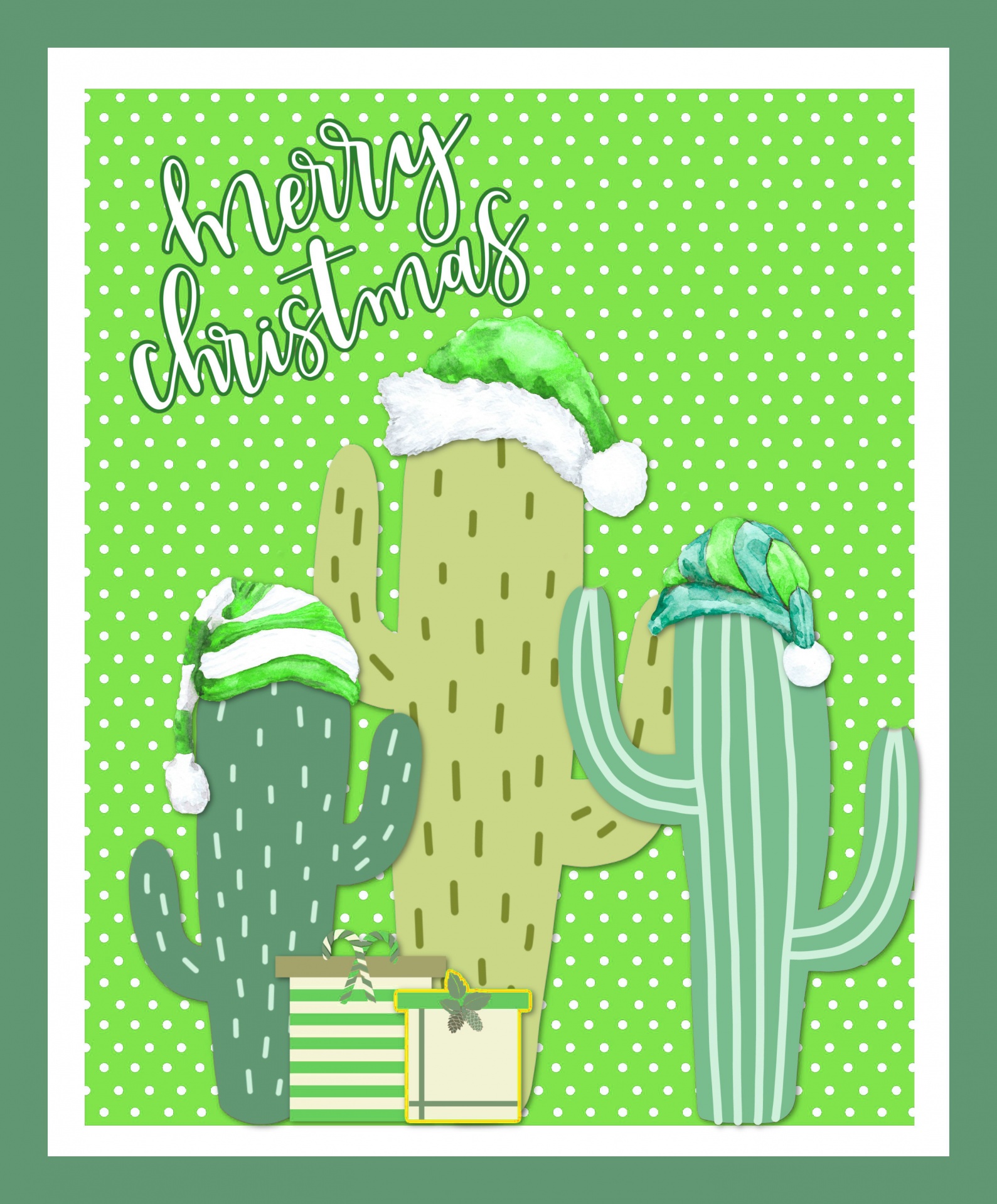 Kerst cactus wenskaart