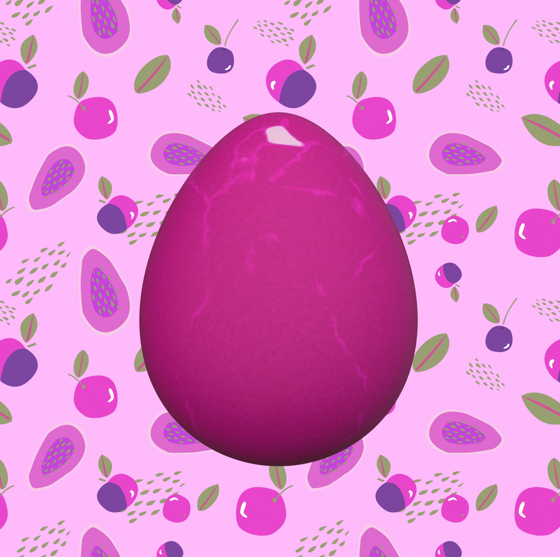 Ilustración de huevo y fruta