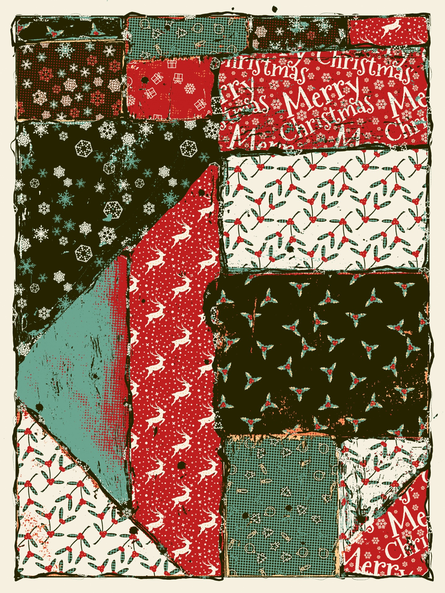 Collage de navidad abstracta grunge