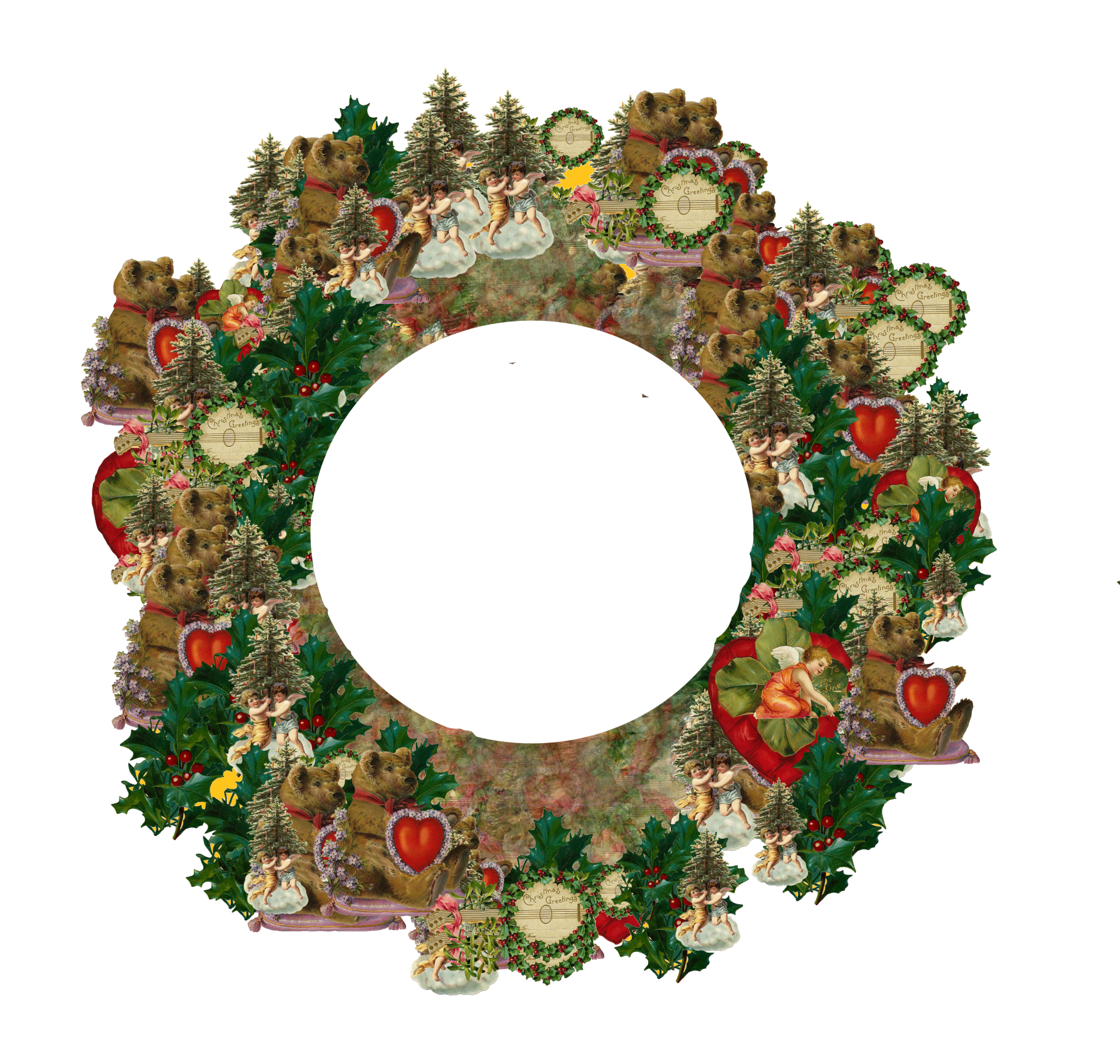 Vintage Christmas Wreath PNG