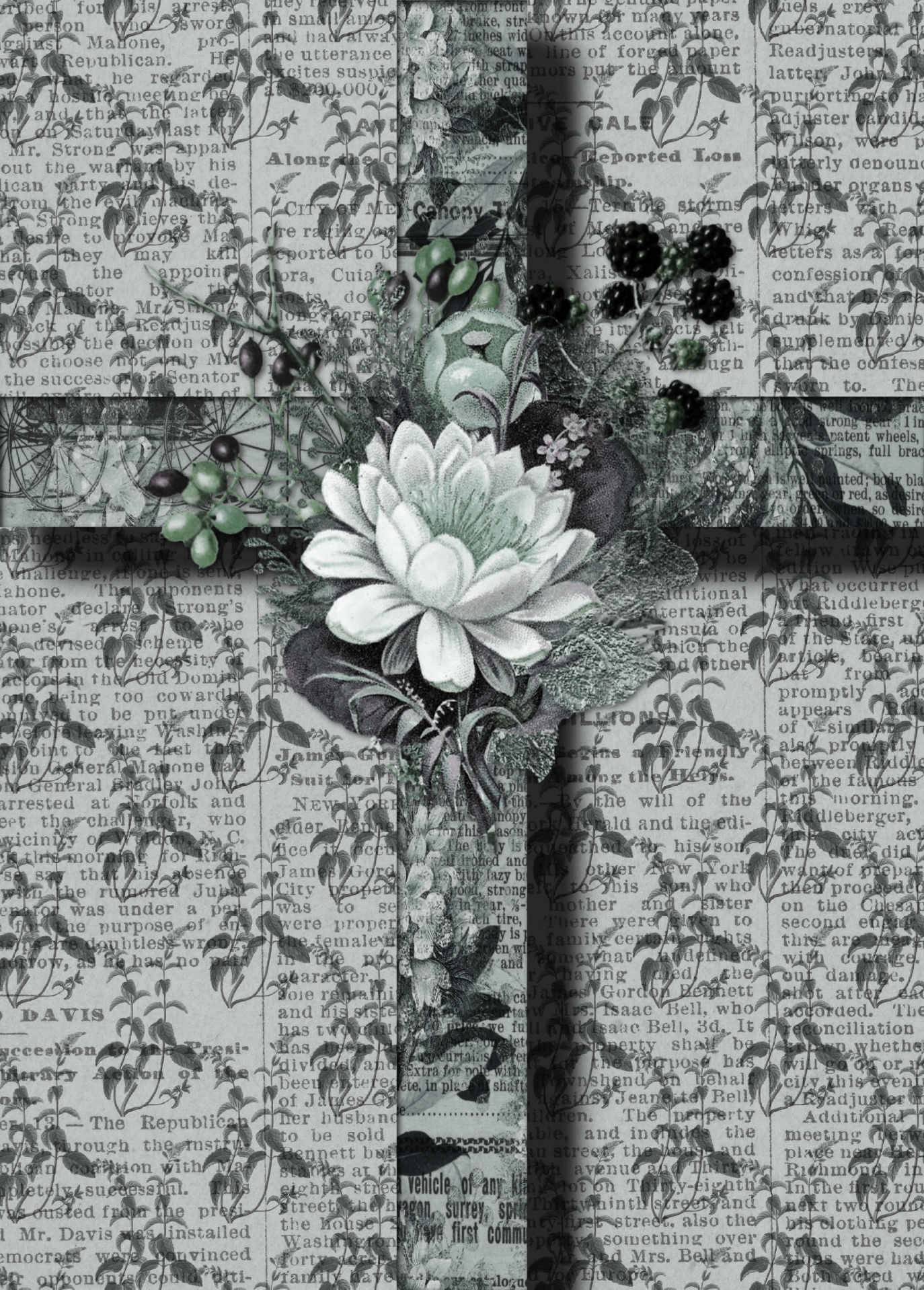 Vintage bloemen kruis illustratie