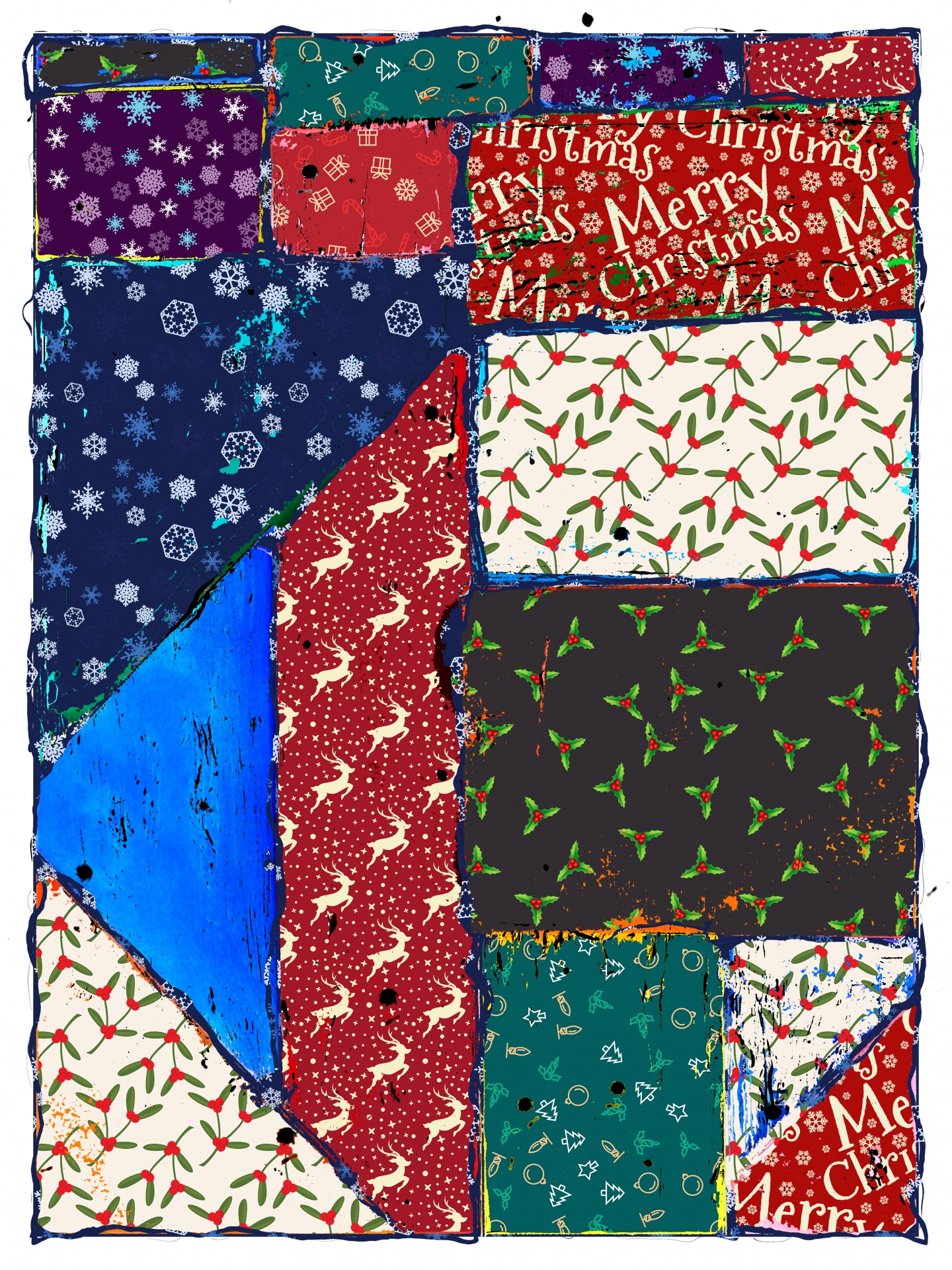 Papel de patchwork navideño