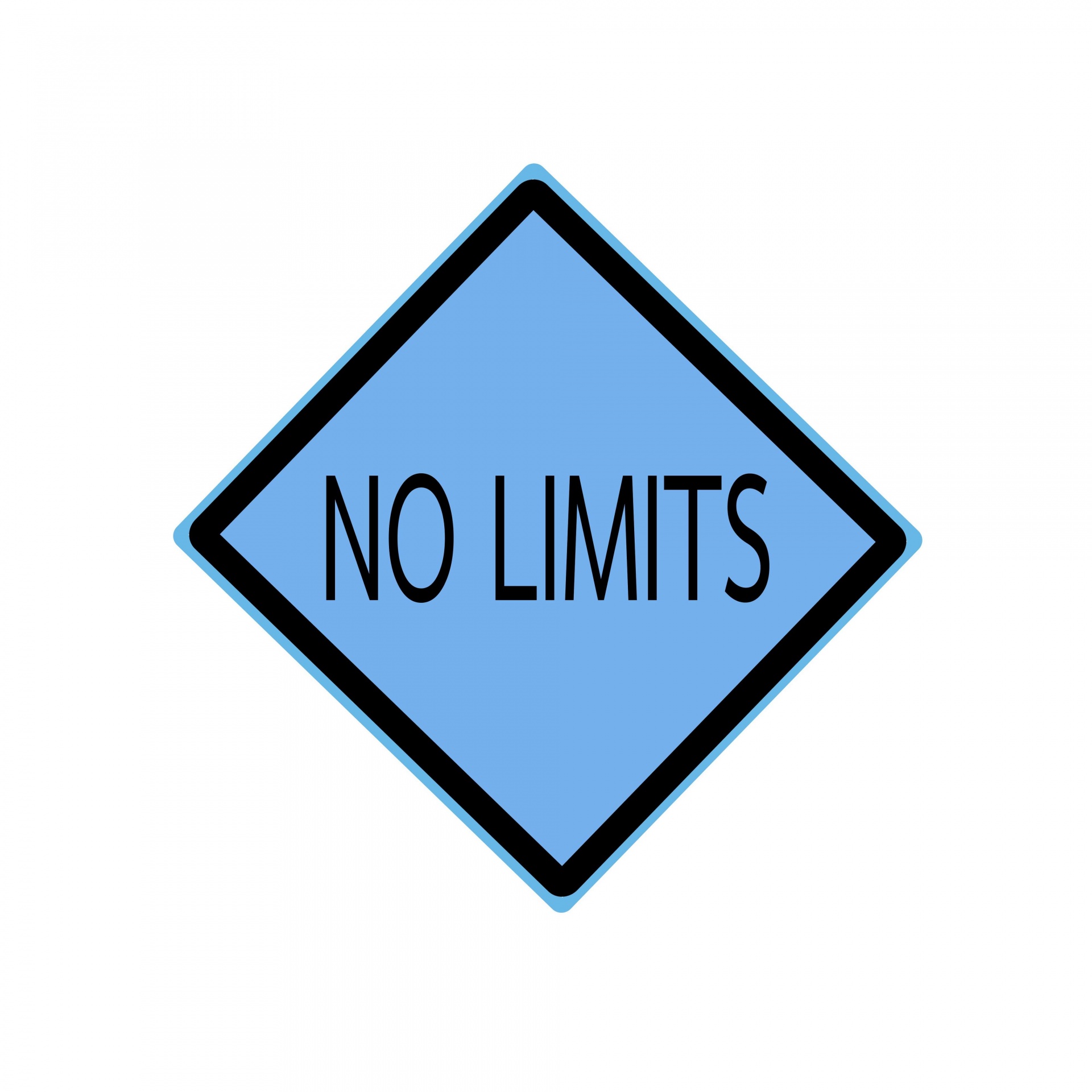 No Limits zwarte stempel tekst op blauw