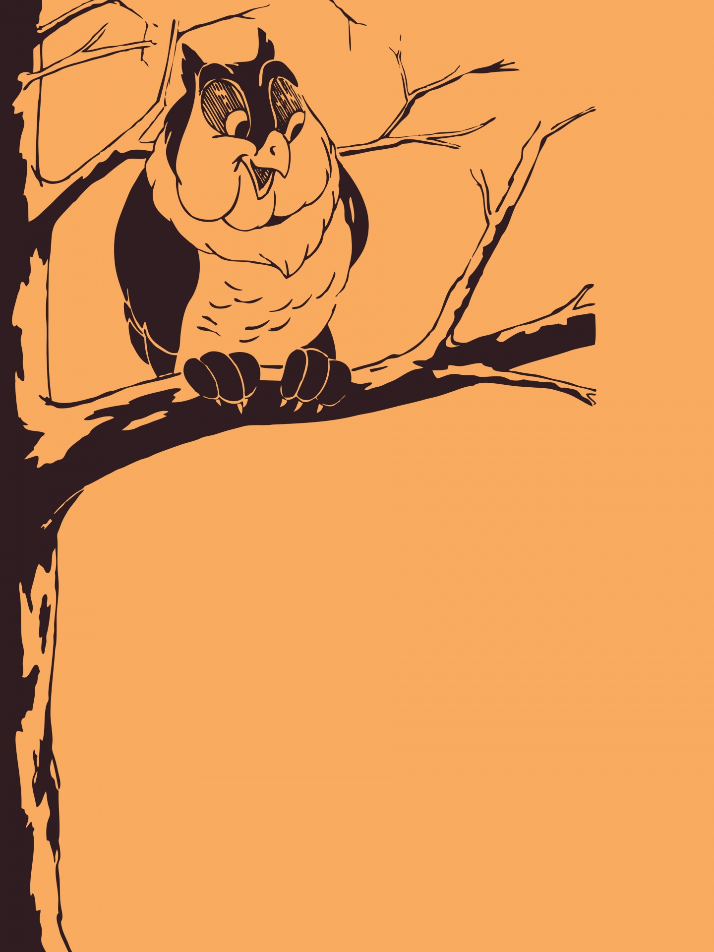 Owl In Tree Cartoon