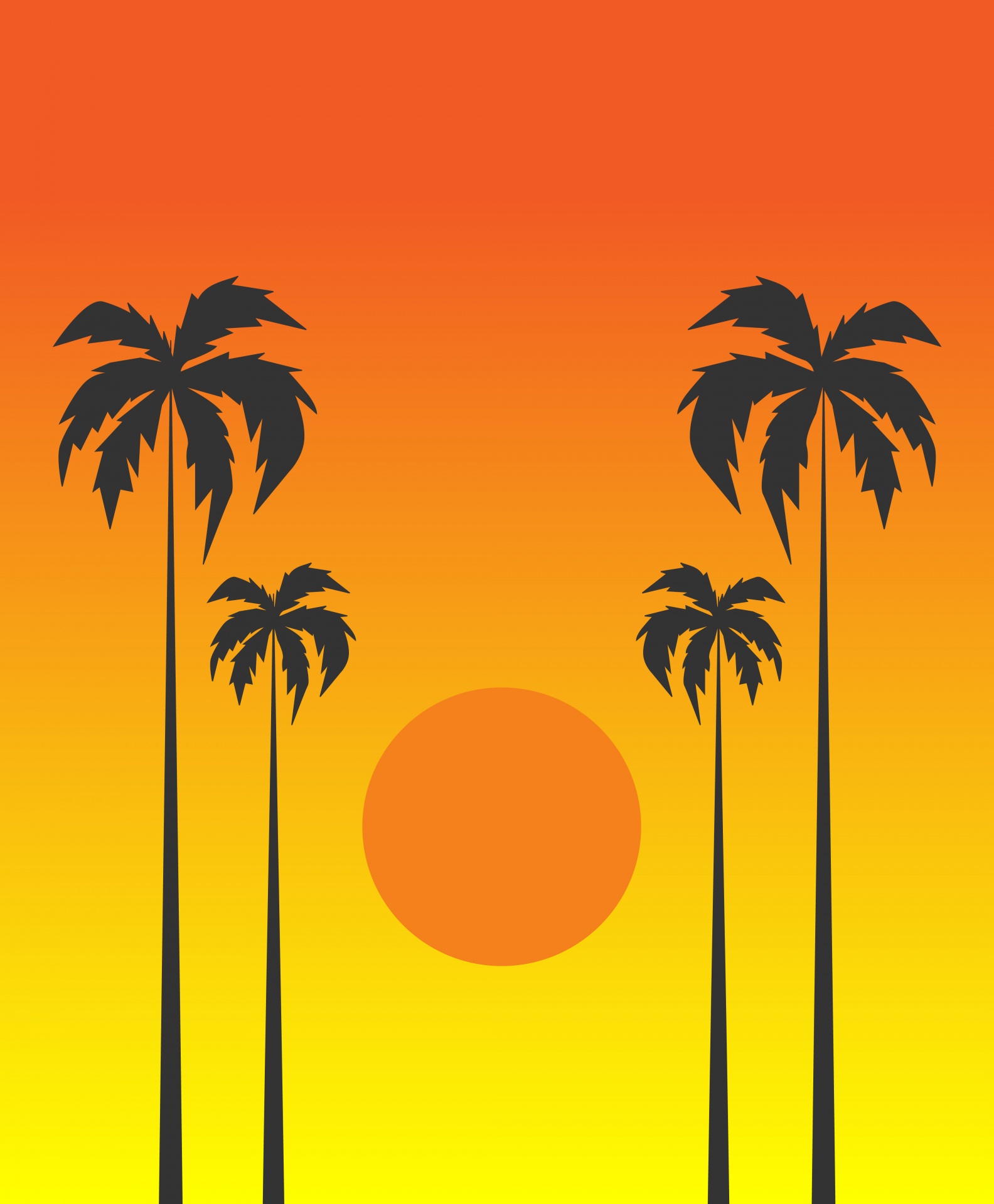 Puesta de sol tropical de palmeras