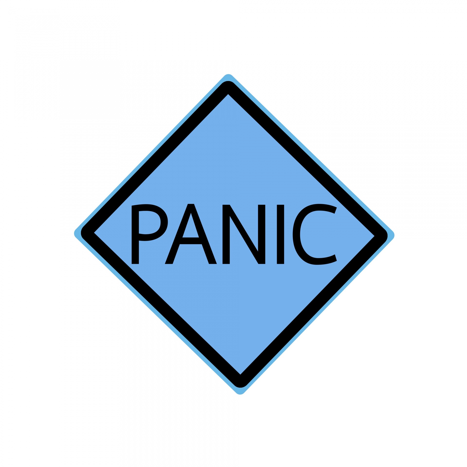 Texto de sello negro de pánico en azul