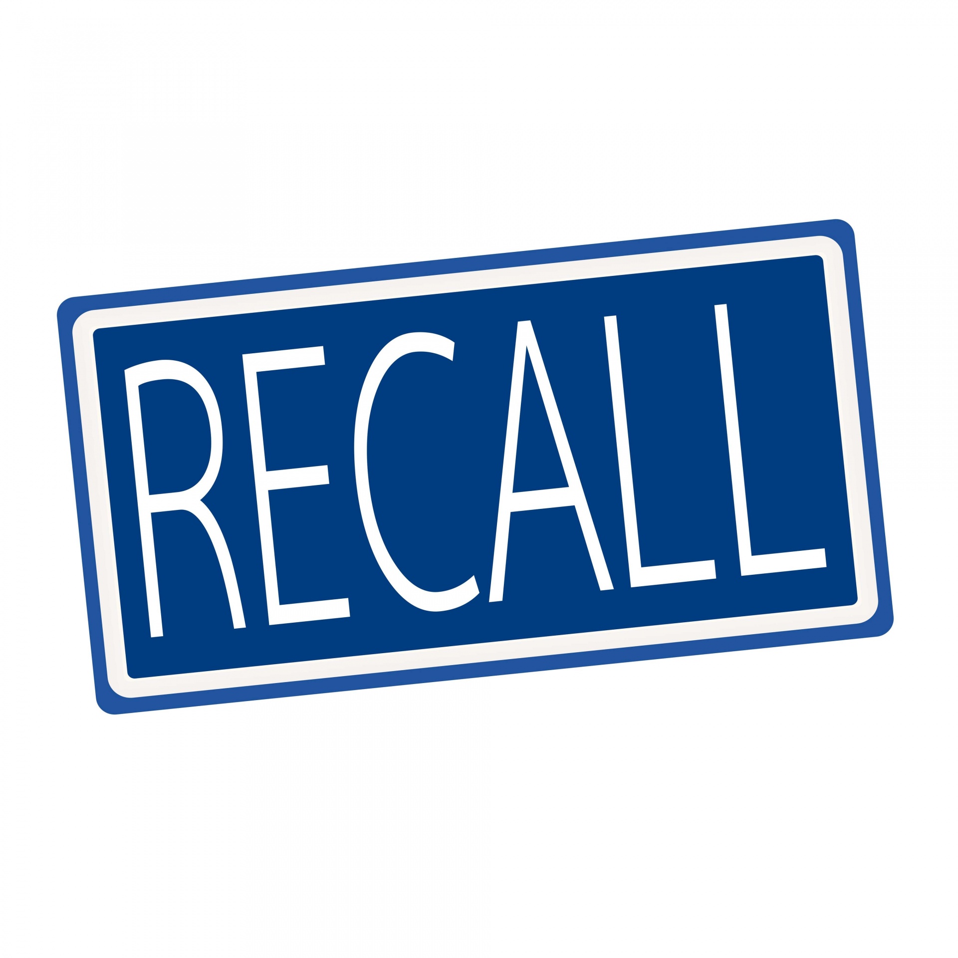 Recall White Stamp Text On Blue