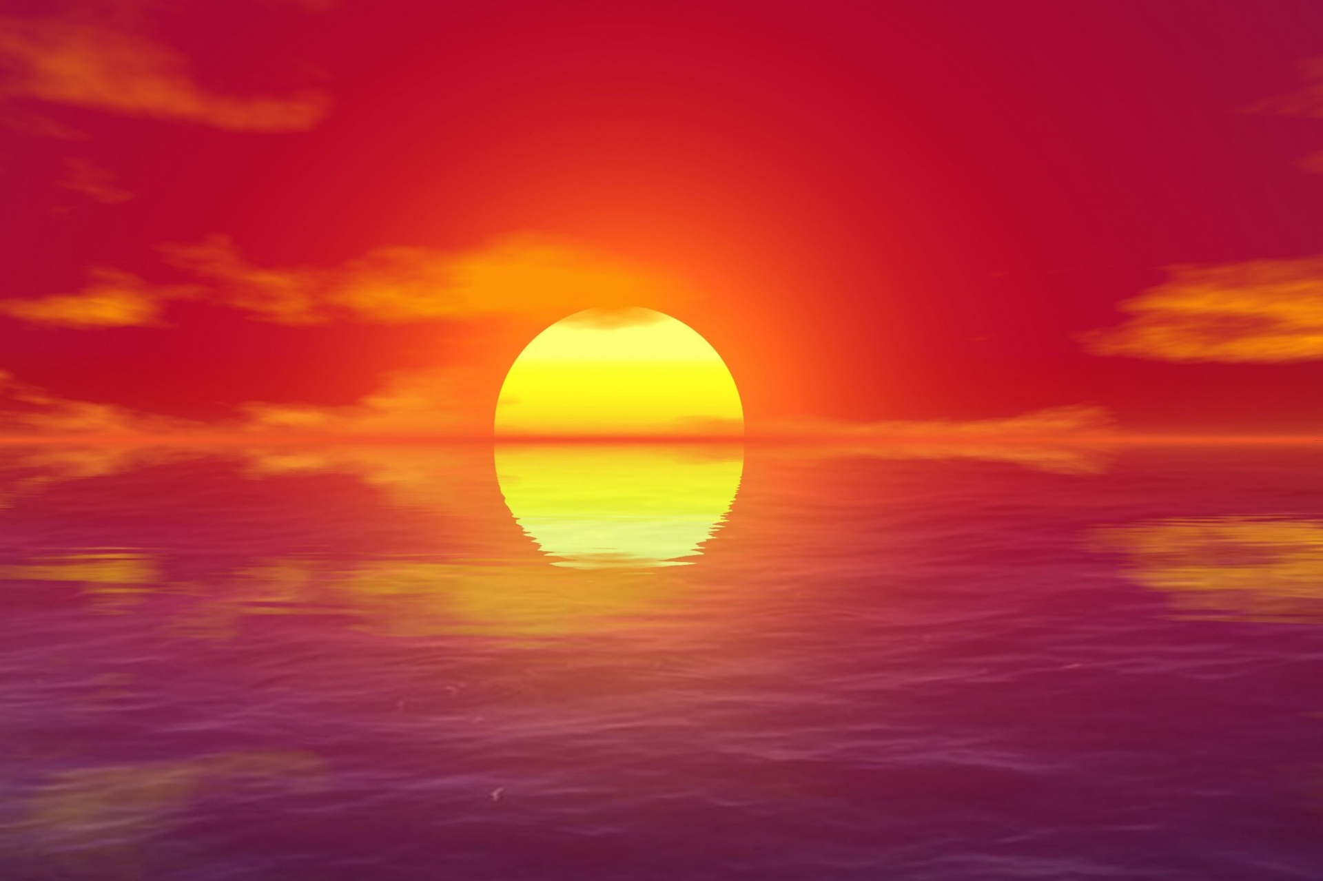 Sol rojo puesta de sol mar