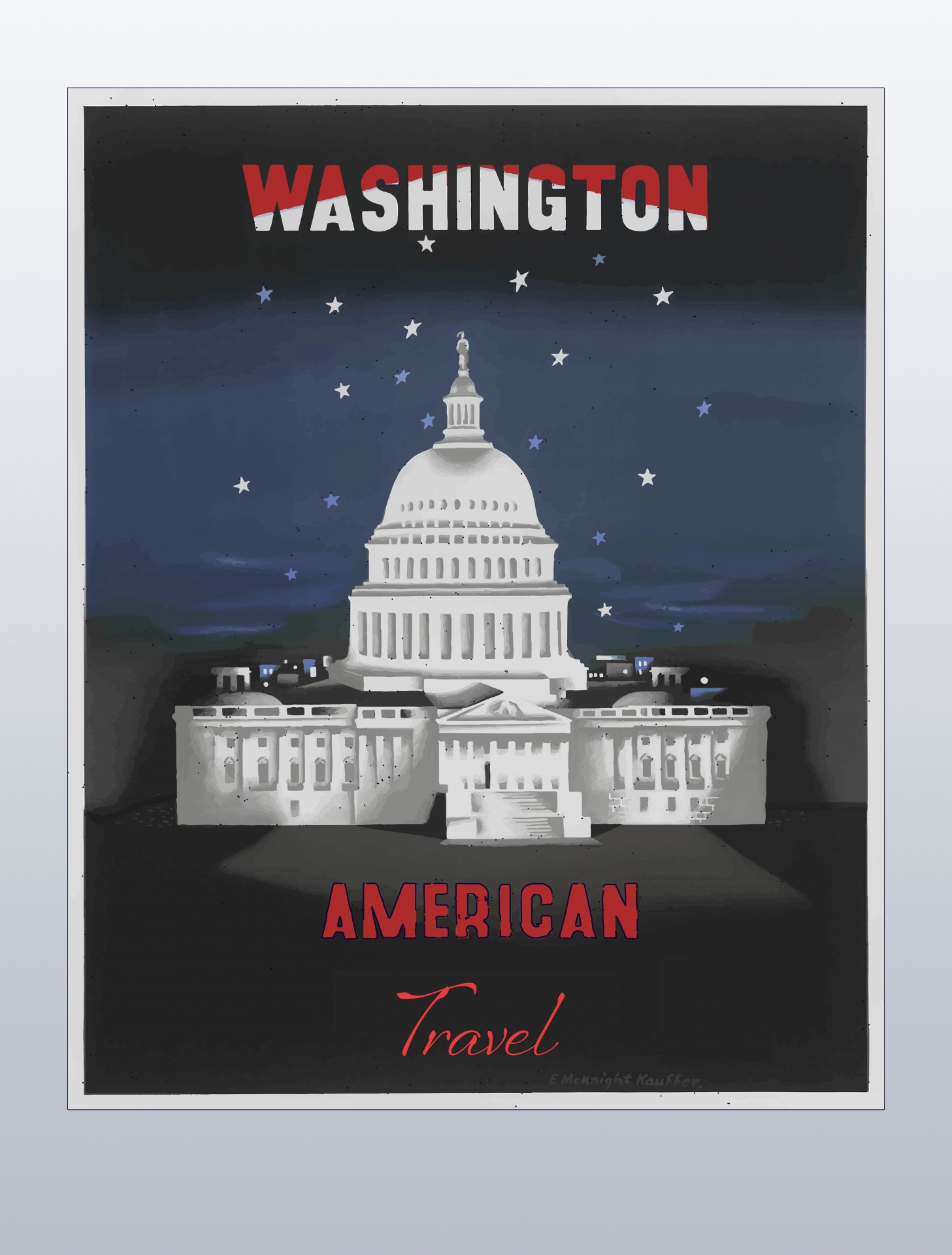 Cartel de viaje vintage de América