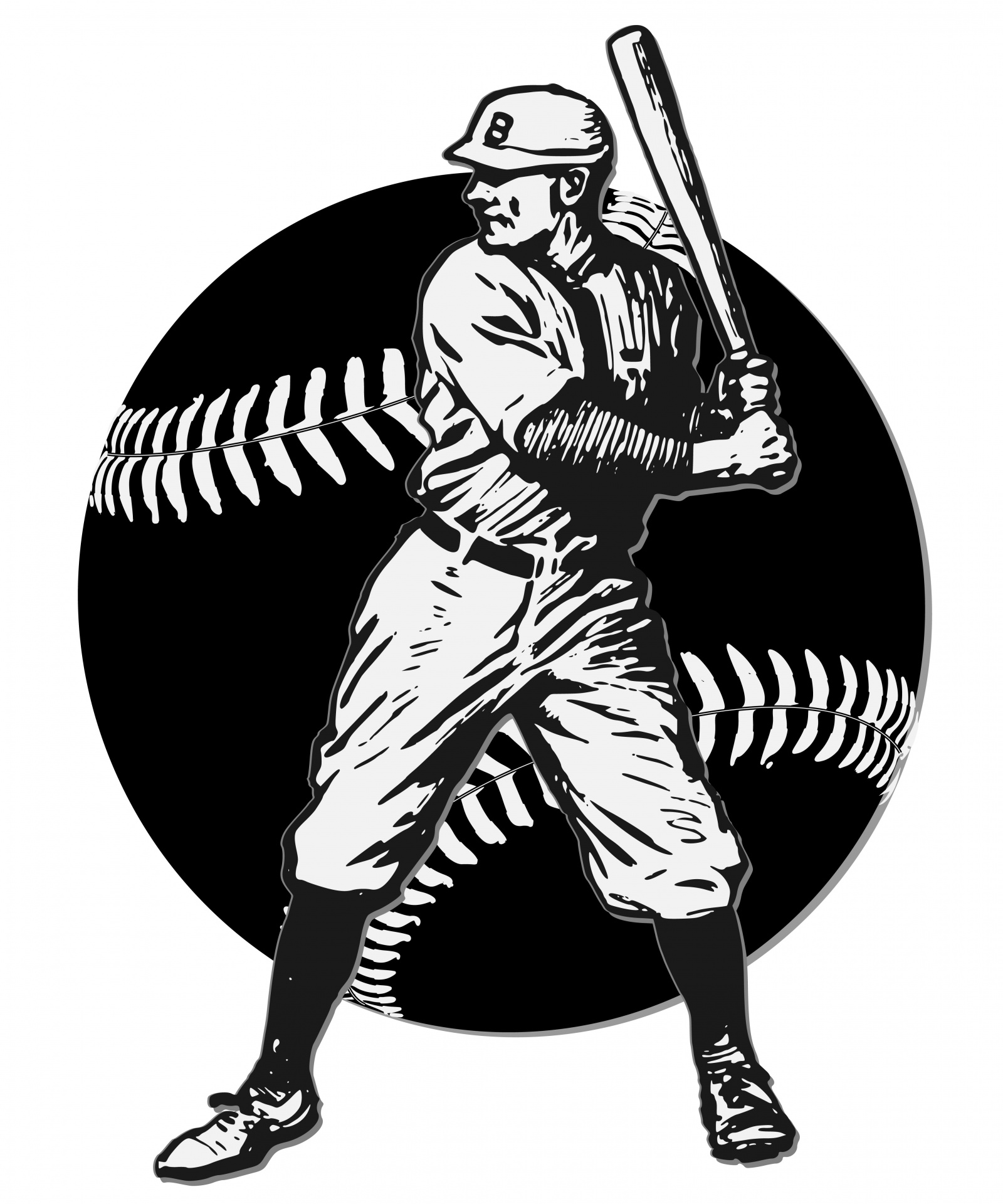 Clipart de bateador de béisbol vintage