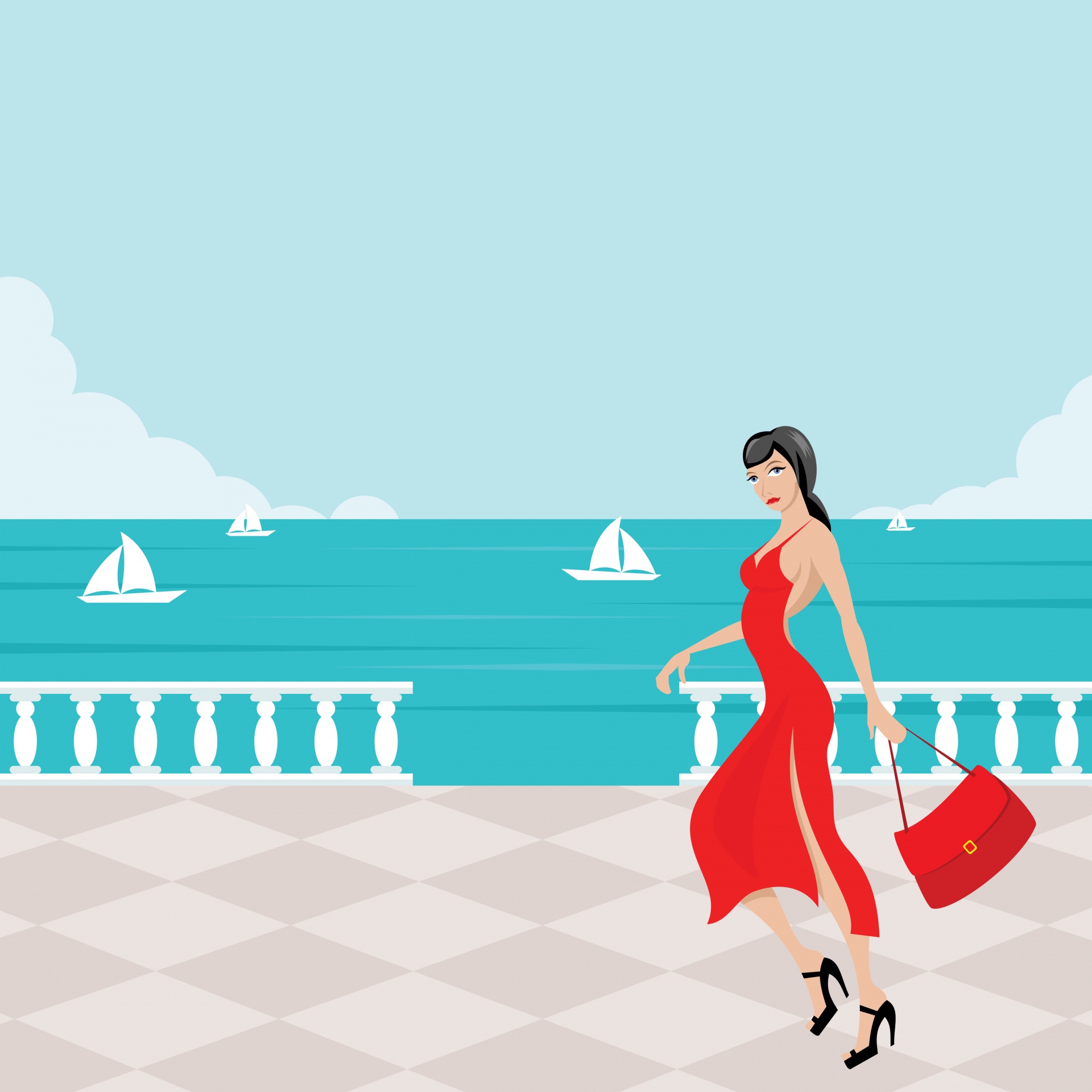 Mujer vacaciones junto al mar