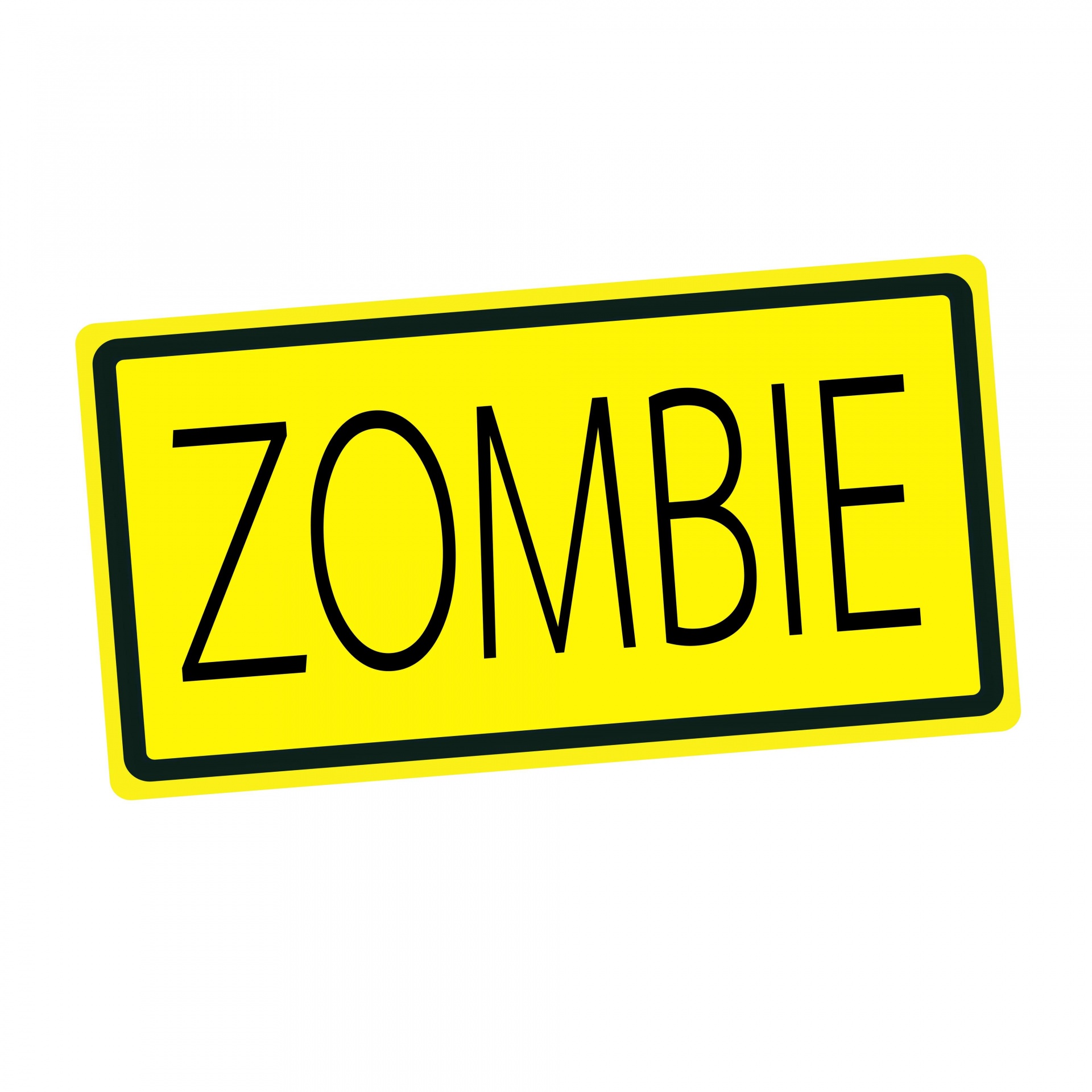 Zombie zwarte stempel tekst op geel