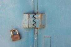 Closed Lock On Blue Door