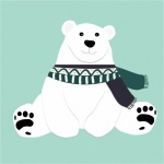 Urso polar usando cachecol