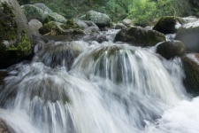 Каменный водопад в лесу