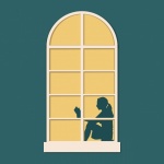 Okno žena čtení knihy