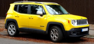 Żółty samochód Jeep Renegade