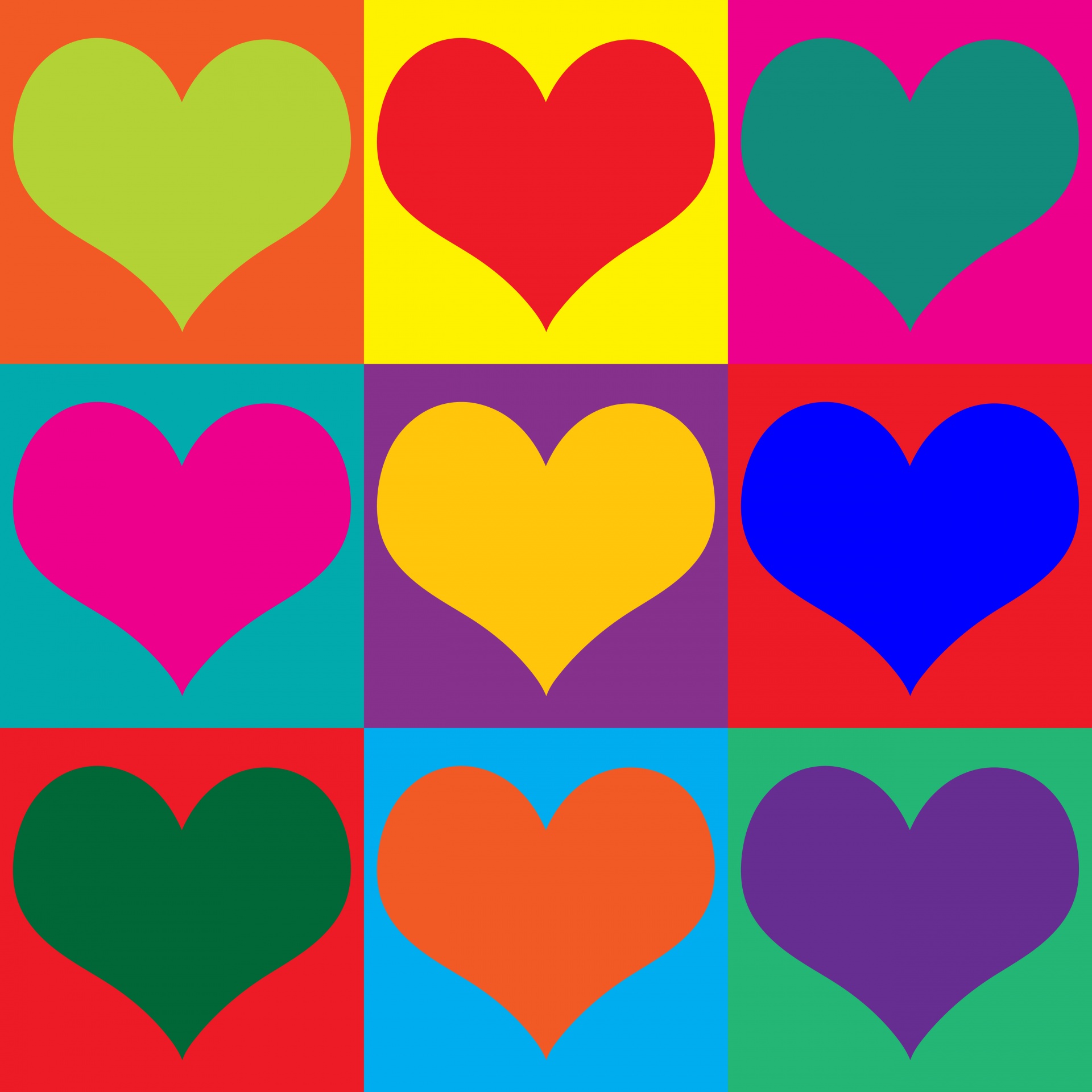 Hearts Colorful Pop Art