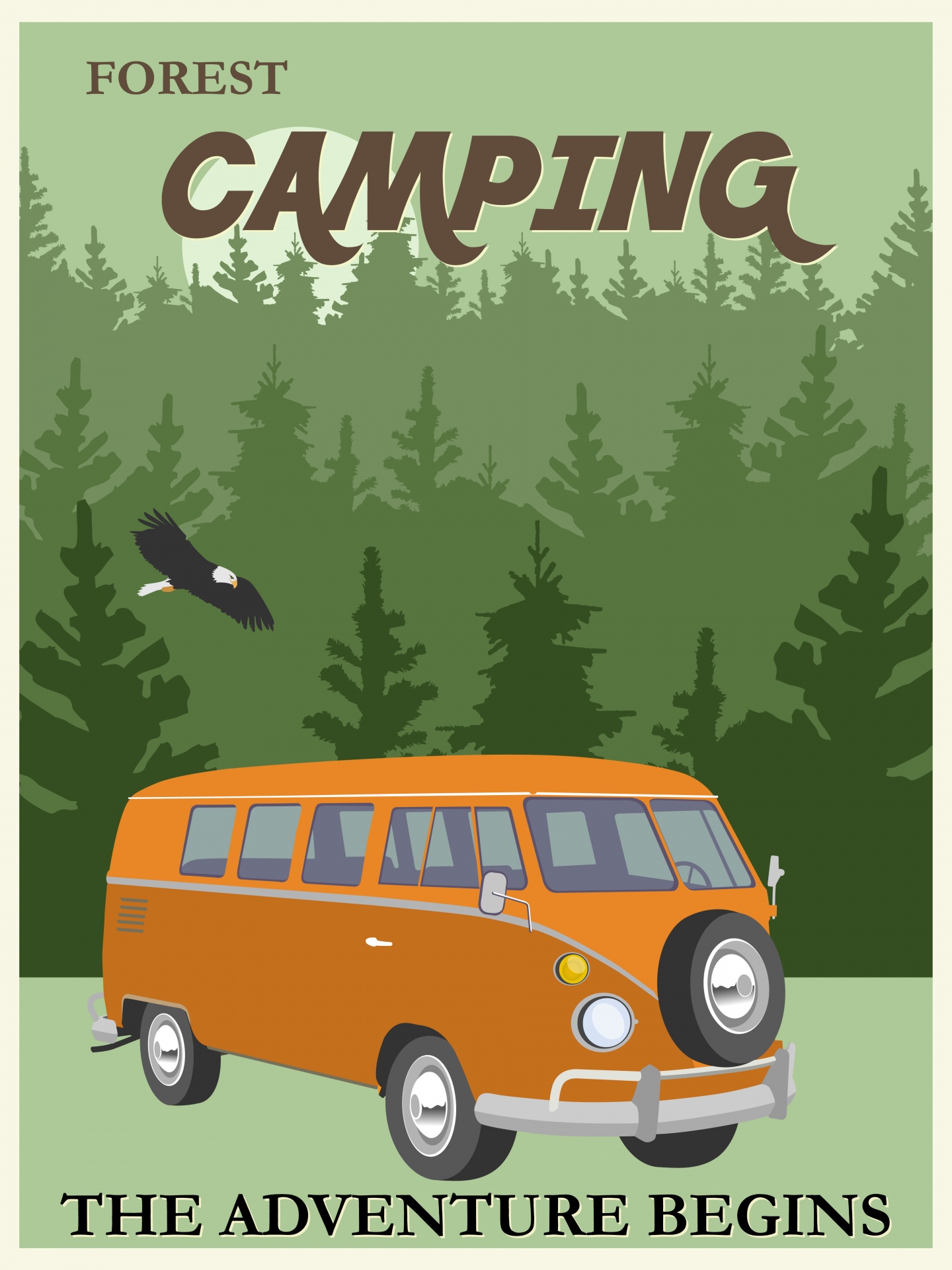 Vintage bos camping poster