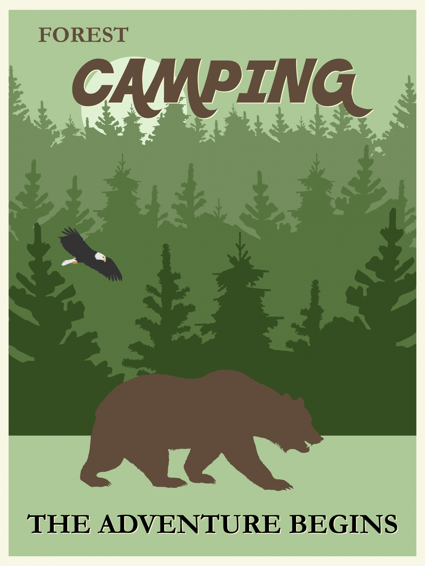 Cartaz de acampamento vintage na florest