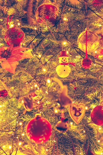 Lit Christmas Tree Detail Free Stock Photo - Public Domain Pictures