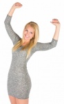 Cheerful Woman With Hands Up