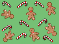 Candy cane and gingerbread man