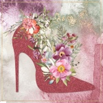 Zapato con purpurina floral