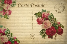Cartão postal Paris amor rosas