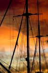 Schoener Mast Sails bij zonsopgang