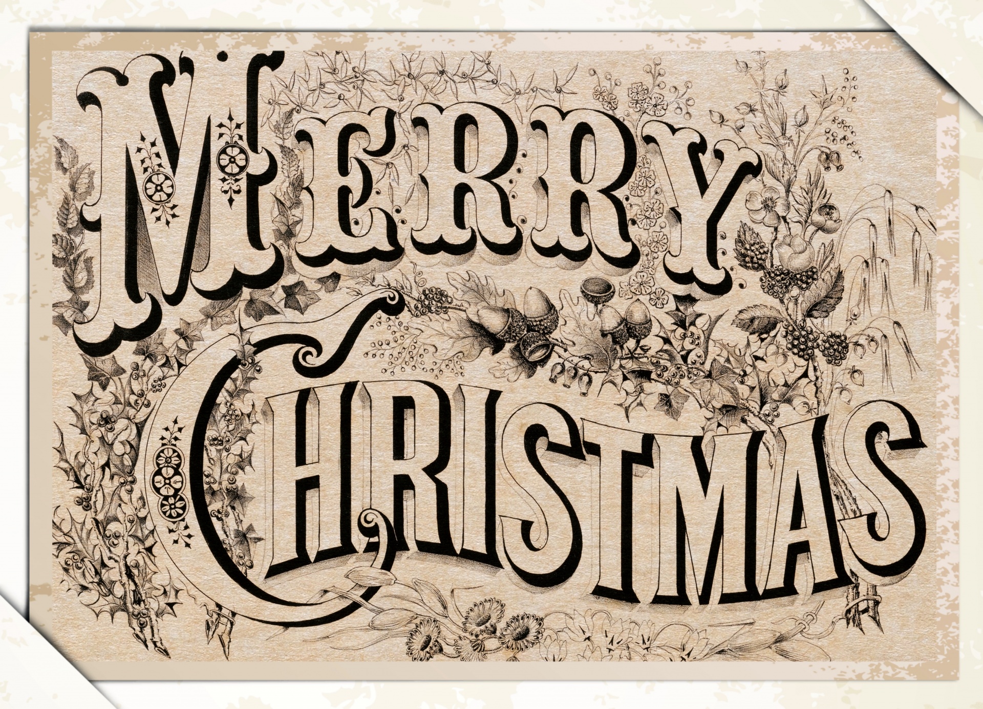 Merry Christmas Text Vintage Free Stock Photo - Public Domain Pictures