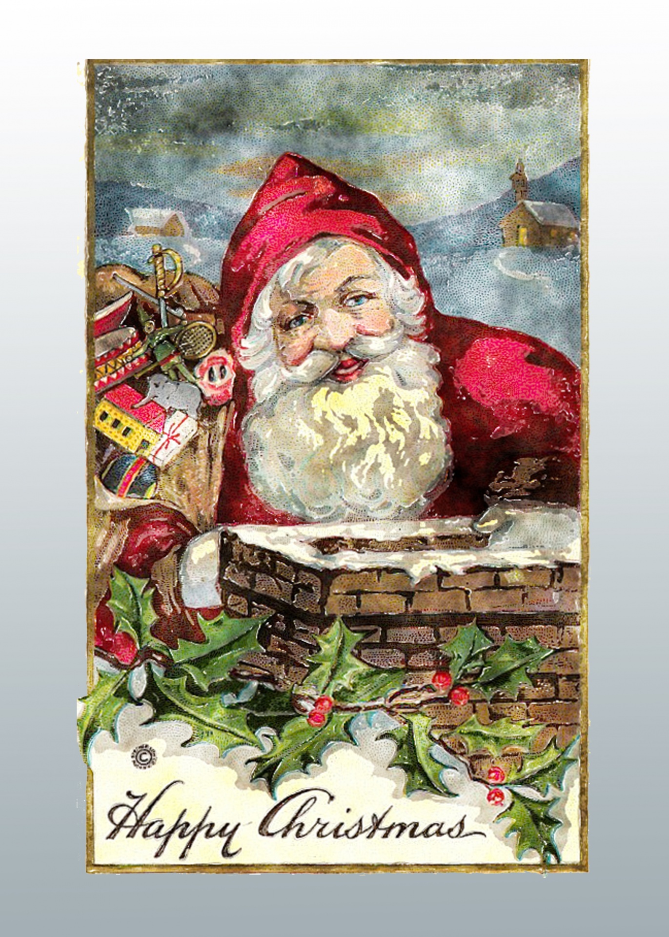Vintage Happy Christmas Card Free Stock Photo - Public Domain Pictures