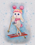 Kanin på skidor