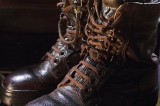Close View Of Leather Combat Boots
