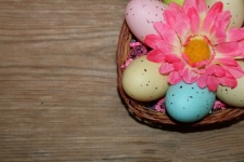 Easter Eggs in Basket Background