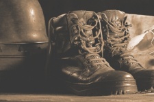 Faded Image Of Combat Boots