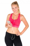 Fit woman listening to music