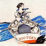 Arte vintage de barco de mujer