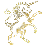 Unicorno in lamina d'oro