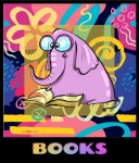 Desen animat elefant citind o carte