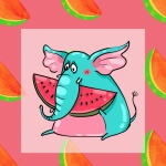 Cartoon watermelon elephant
