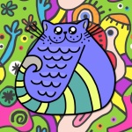 Illustrazione di gatto colorato alla mod