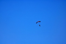 Skydiver floating down to the earth