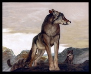 Pintura de arte vintage de lobo