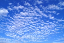 Chmury błękitne cumulusy