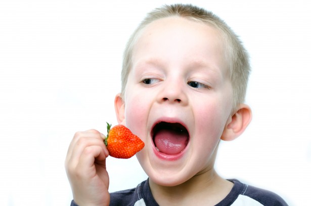 Happy Little Boy Eats Strawberries Free Stock Photo - Public ...