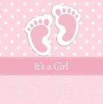 Baby Girl Card Footprints