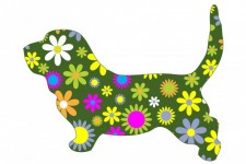 Funky dog ​​retro floral