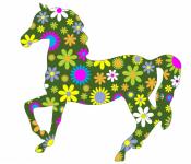 Funky retro floral Pferd