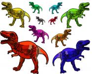 Multicolore t-rex dinosaures